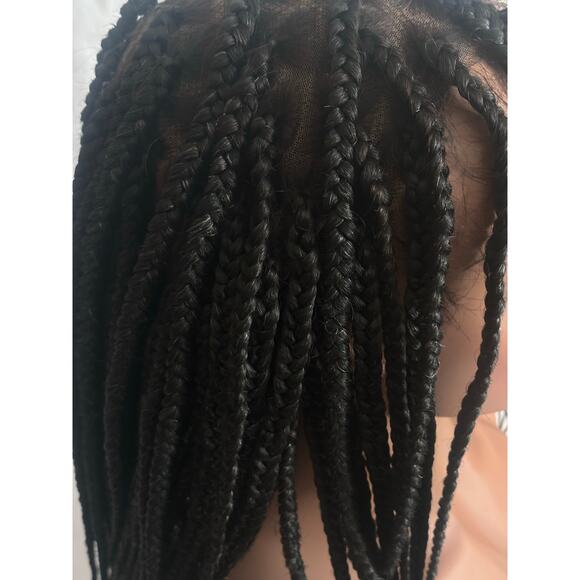 Full Lace Knotless Box Braided Wig color 280 Black w/ Gray - Picture 12 of 14